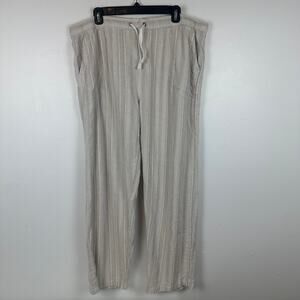 Keren Hart Womens Linen Blend Pull-On Drawstring Straight Beige Striped Pants XL